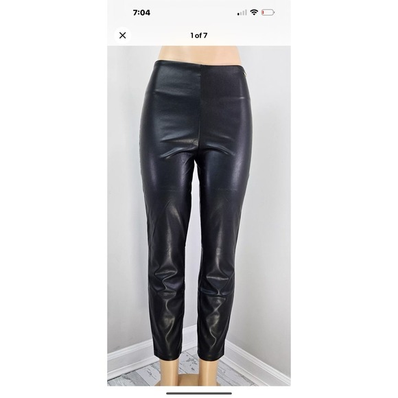 Fabletics Solid Black Stretchy Legging‎ Size Medium Polyurethane Faux Leather - Picture 1 of 4